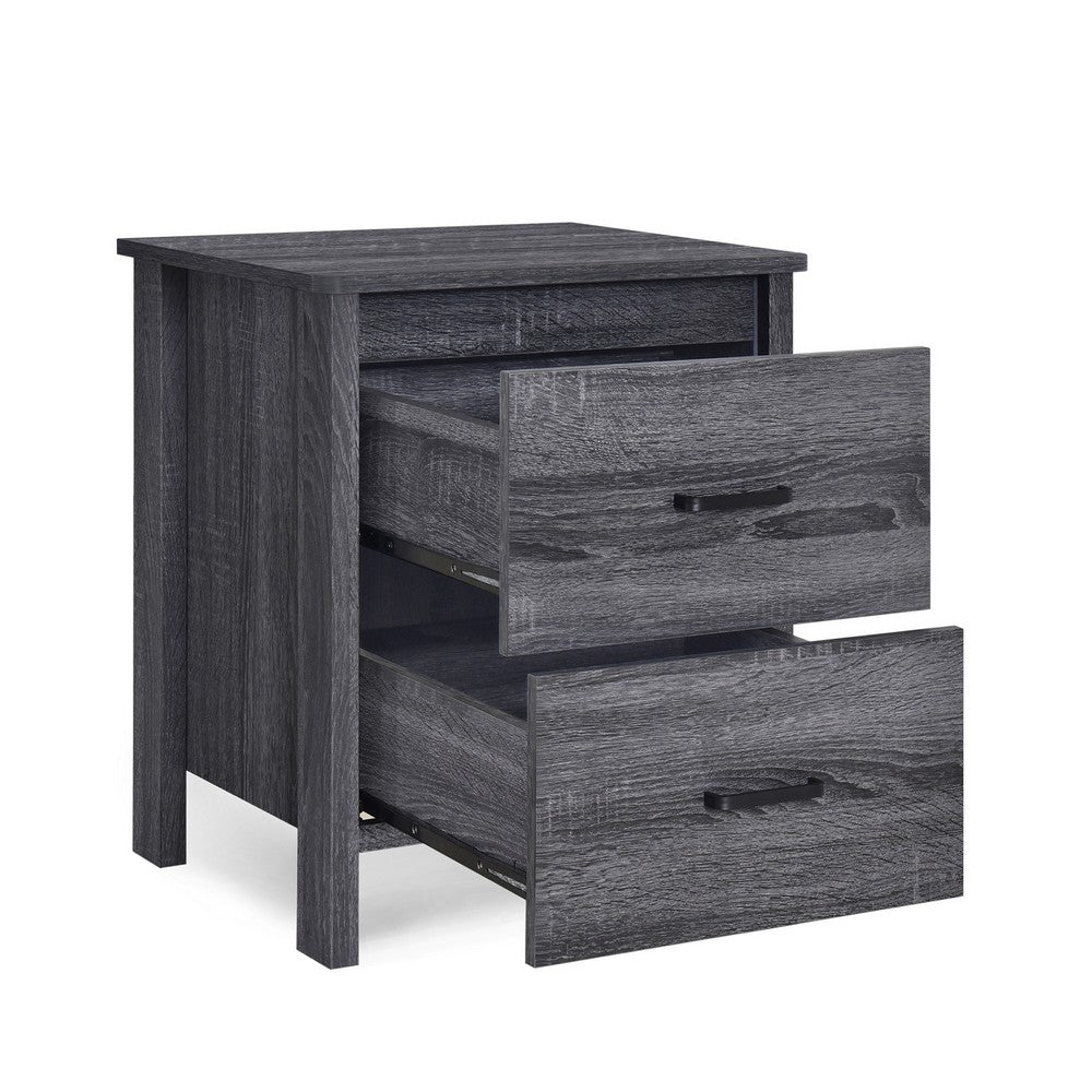 Nightstand Dresser | 2 Storage Drawers | 23" | Modern Dark Gray
