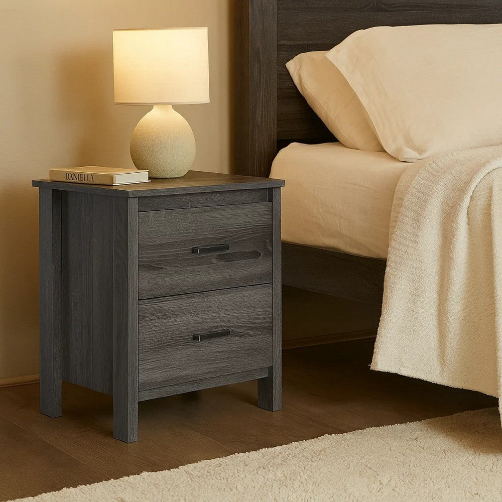Nightstand Dresser | 2 Storage Drawers | 23" | Modern Dark Gray