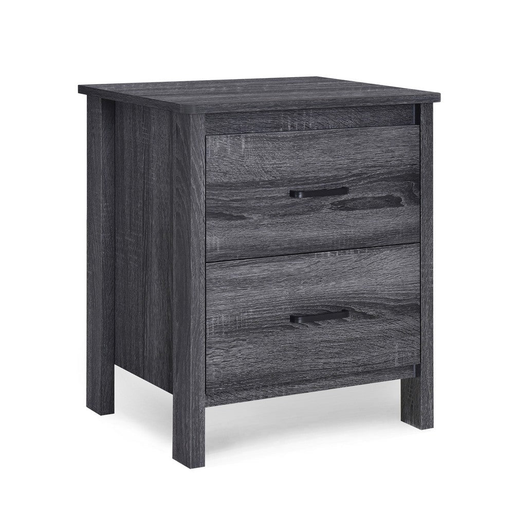 Nightstand Dresser | 2 Storage Drawers | 23" | Modern Dark Gray