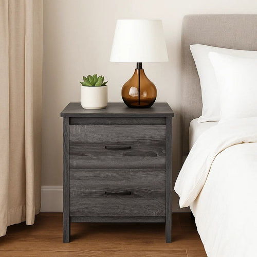 Nightstand Dresser | 2 Storage Drawers | 23" | Modern Dark Gray