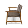 Bops Outdoor Loveseat | Natural Brown Acacia Wood | 52" | Gray Wicker