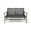 Bops Outdoor Loveseat | Rustic Acacia Wood Frame | 52’’ | Gray Wicker