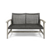 Bops Outdoor Loveseat | Rustic Acacia Wood Frame | 52" | Gray Wicker