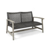 Bops Outdoor Loveseat | Rustic Acacia Wood Frame | 52" | Gray Wicker