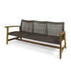 Bops Outdoor Sofa | Brown Acacia Wood Frame | 76" | Gray Wicker