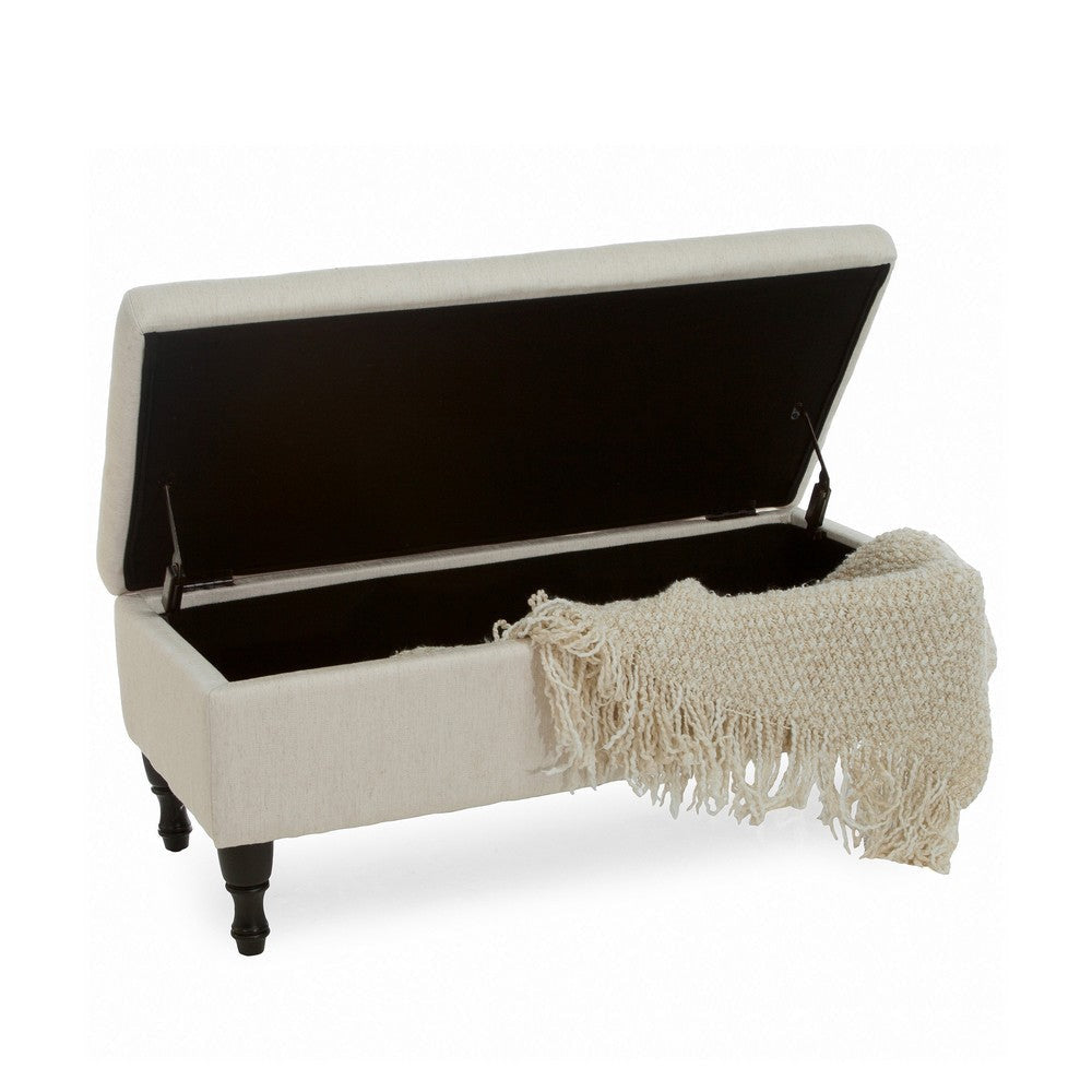 Kiyo Ottoman | Linen Ivory Faux Suede | 41’’ | Tufted Storage Lid BM335281