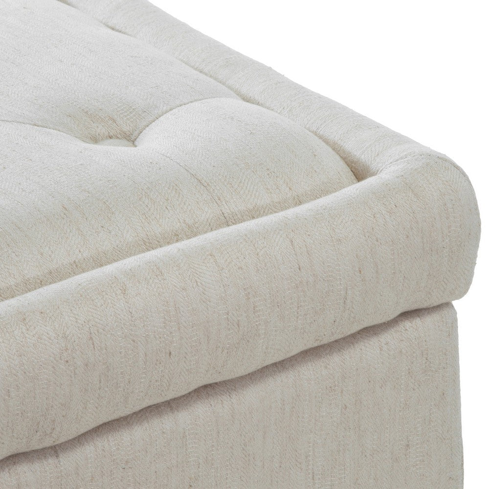 Kiyo Ottoman | Linen Ivory Faux Suede | 41’’ | Tufted Storage Lid BM335281