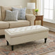 Kiyo Ottoman | Linen Ivory Faux Suede | 41" | Tufted Storage Lid