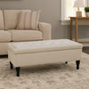 Kiyo Ottoman | Linen Ivory Faux Suede | 41" | Tufted Storage Lid