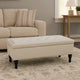 Kiyo Ottoman | Linen Ivory Faux Suede | 41" | Tufted Storage Lid
