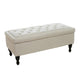 Kiyo Ottoman | Linen Ivory Faux Suede | 41" | Tufted Storage Lid