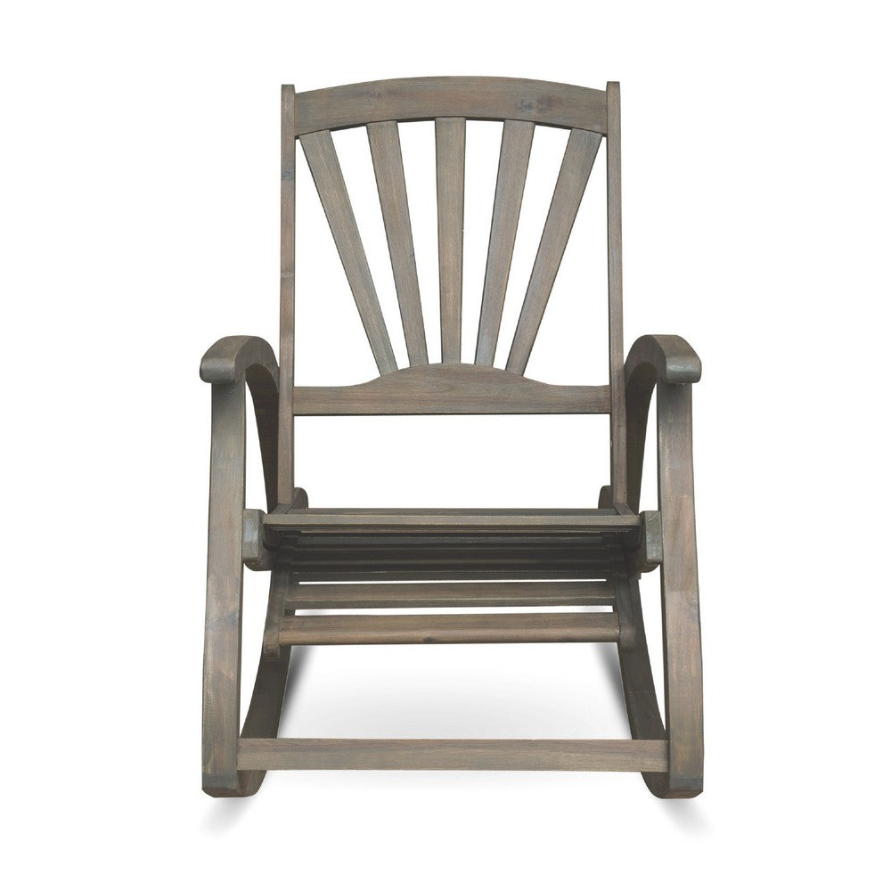 Rizz Outdoor Reclining Rocking Chair | Retractable Footrest Brown Wood