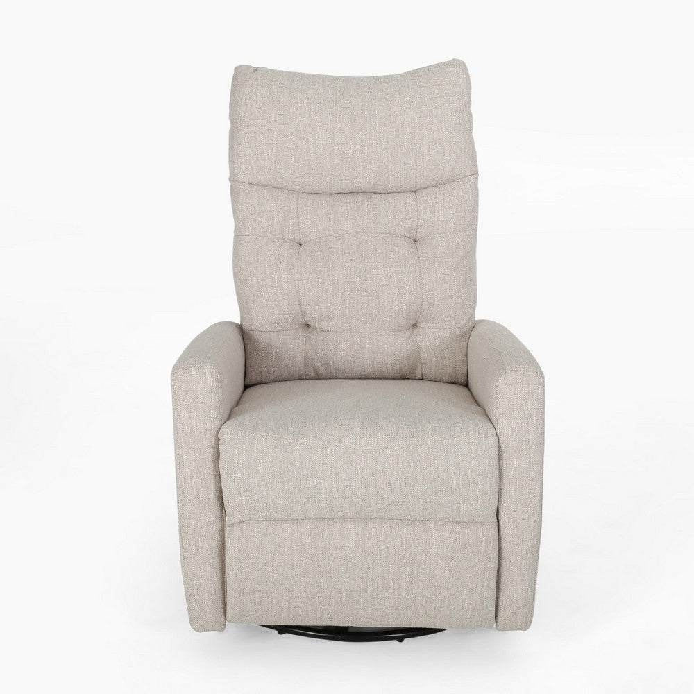 Manual Recliner Chair | Glider and Swivel Mechanism | Beige Fabric
