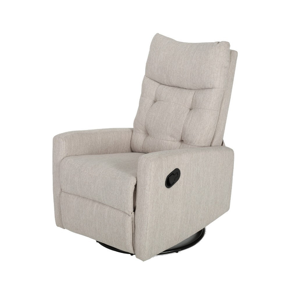 Manual Recliner Chair | Glider and Swivel Mechanism | Beige Fabric