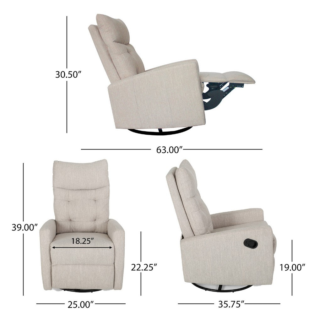 Manual Recliner Chair | Glider and Swivel Mechanism | Beige Fabric