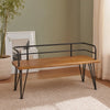 Zoe Outdoor Bench | Industrial Metal Frame | 48" Brown Acacia Wood