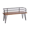 Zoe Outdoor Bench | Industrial Metal Frame | 48" Brown Acacia Wood
