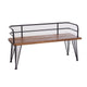 Zoe Outdoor Bench | Industrial Metal Frame | 48" Brown Acacia Wood