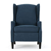 Manual Recliner Chair | Wingback | Nailhead Trim | Navy Blue Polyester