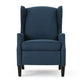 Manual Recliner Chair | Wingback | Nailhead Trim | Navy Blue Polyester