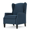 Manual Recliner Chair | Wingback | Nailhead Trim | Navy Blue Polyester
