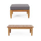 Gail Outdoor Ottoman and Coffee Table Set | Brown Acacia Wood | Gray