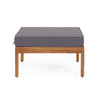 Gail Outdoor Ottoman and Coffee Table Set | Brown Acacia Wood | Gray