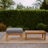 Gail Outdoor Ottoman and Coffee Table Set | Brown Acacia Wood | Gray