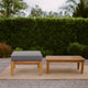 Gail Outdoor Ottoman and Coffee Table Set | Brown Acacia Wood | Gray