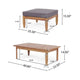 Gail Outdoor Ottoman and Coffee Table Set | Brown Acacia Wood | Gray