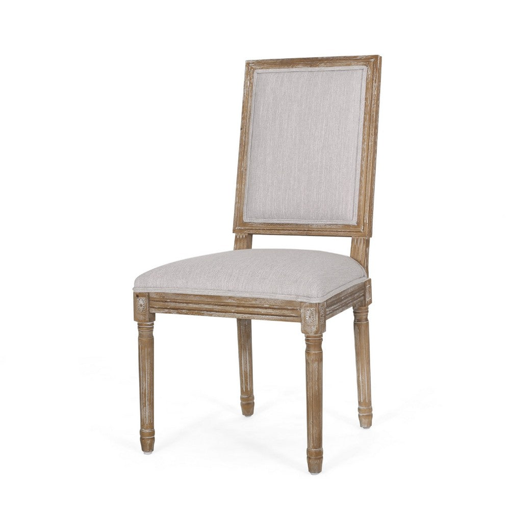 Ryma Dining Chair Set of 2 | Transitional Light Gray | Natural Brown
