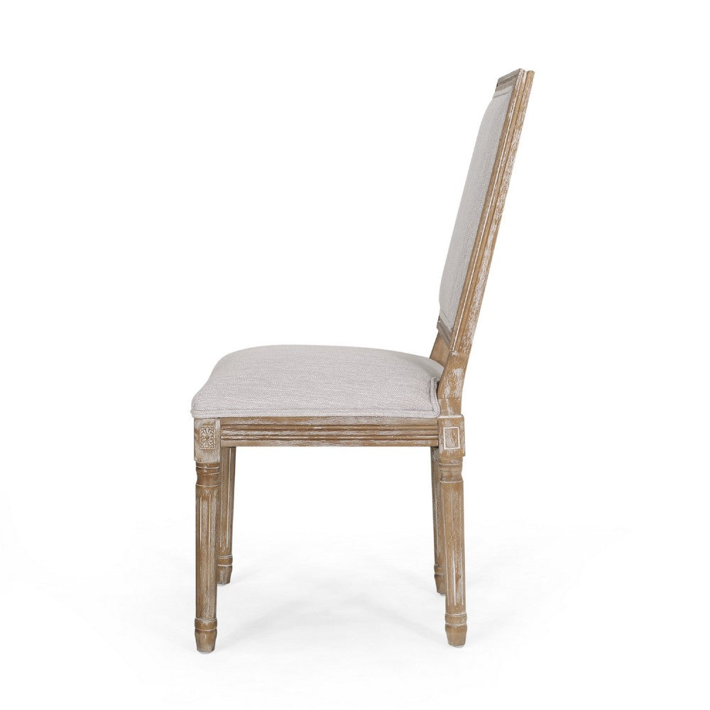 Ryma Dining Chair Set of 2 | Transitional Light Gray | Natural Brown