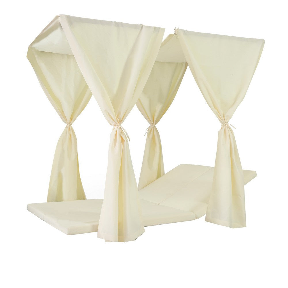 Yavi Outdoor Daybed Curtain and Cushion Set | Cream Waterproof Fabric