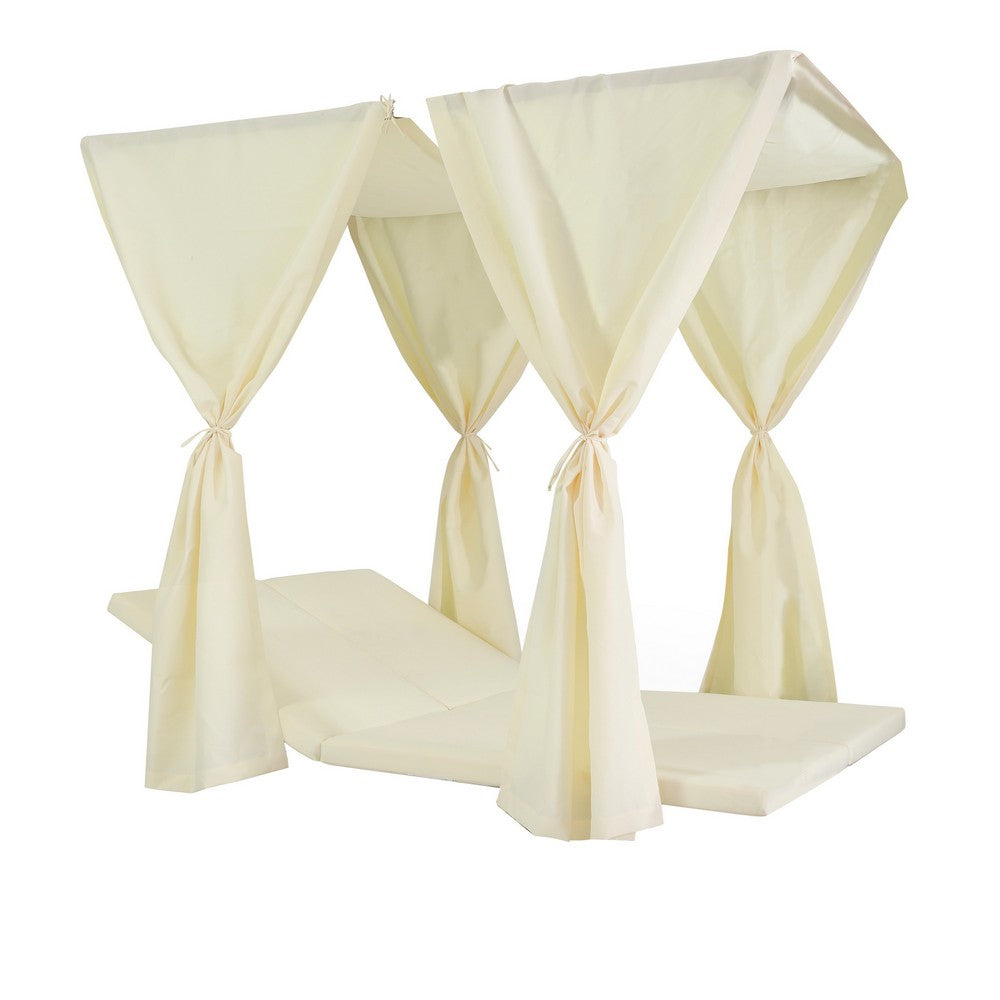 Yavi Outdoor Daybed Curtain and Cushion Set | Cream Waterproof Fabric