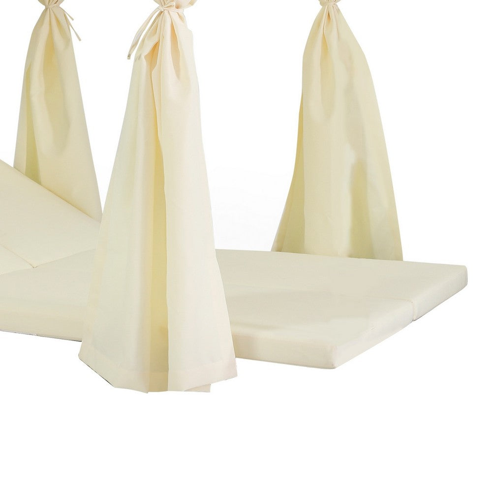 Yavi Outdoor Daybed Curtain and Cushion Set | Cream Waterproof Fabric