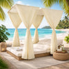 Yavi Outdoor Daybed Curtain and Cushion Set | Cream Waterproof Fabric