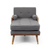 Javie Chaise Lounger | Splayed Rubberwood Legs | Button Tufted Gray