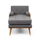 Javie Chaise Lounger | Splayed Rubberwood Legs | Button Tufted Gray