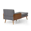 Javie Chaise Lounger | Splayed Rubberwood Legs | Button Tufted Gray