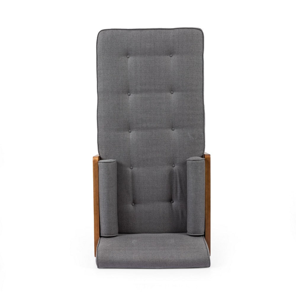 Javie Chaise Lounger | Splayed Rubberwood Legs | Button Tufted Gray BM335290