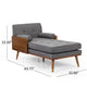 Javie Chaise Lounger | Splayed Rubberwood Legs | Button Tufted Gray