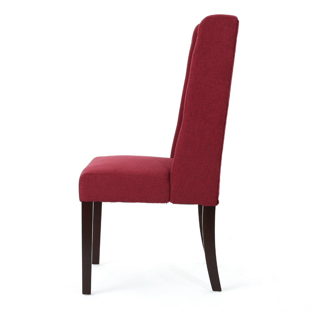 Greg Dining Chair Set of 2 | High Wingback | Birch Wood | Red Fabric