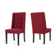 Greg Dining Chair Set of 2 | High Wingback | Birch Wood | Red Fabric