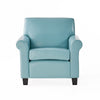 Vicky Accent Club Chair | Espresso Birch Wood Teal Blue Bonded Leather