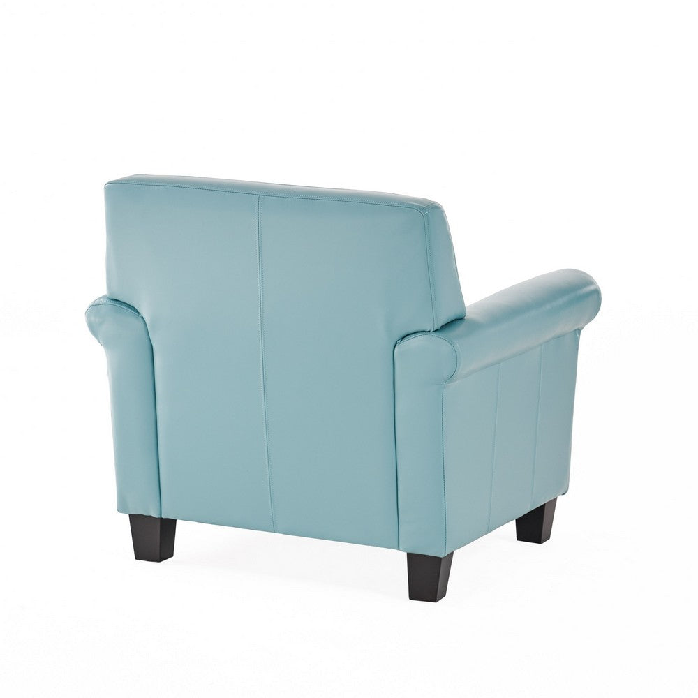 Vicky Accent Club Chair | Espresso Birch Wood Teal Blue Bonded Leather