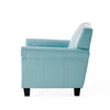 Vicky Accent Club Chair | Espresso Birch Wood Teal Blue Bonded Leather