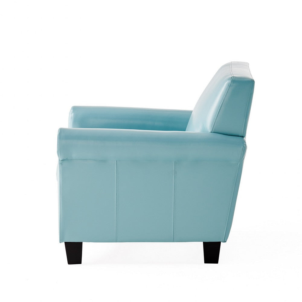 Vicky Accent Club Chair | Espresso Birch Wood Teal Blue Bonded Leather BM335292