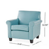 Vicky Accent Club Chair | Espresso Birch Wood Teal Blue Bonded Leather