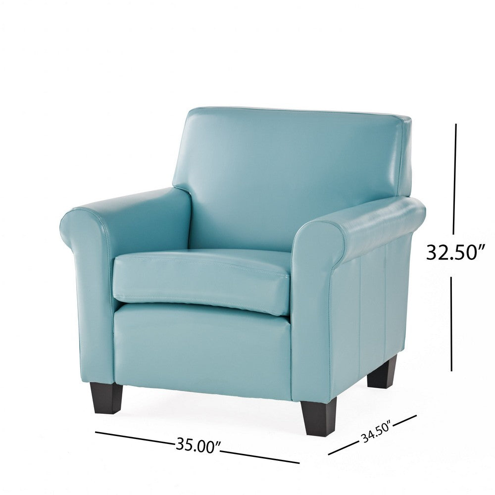 Vicky Accent Club Chair | Espresso Birch Wood Teal Blue Bonded Leather