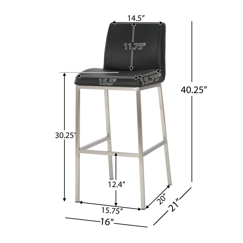 Drag Barstool Chair | Full Back Design | Chrome | Black Faux Leather BM335293